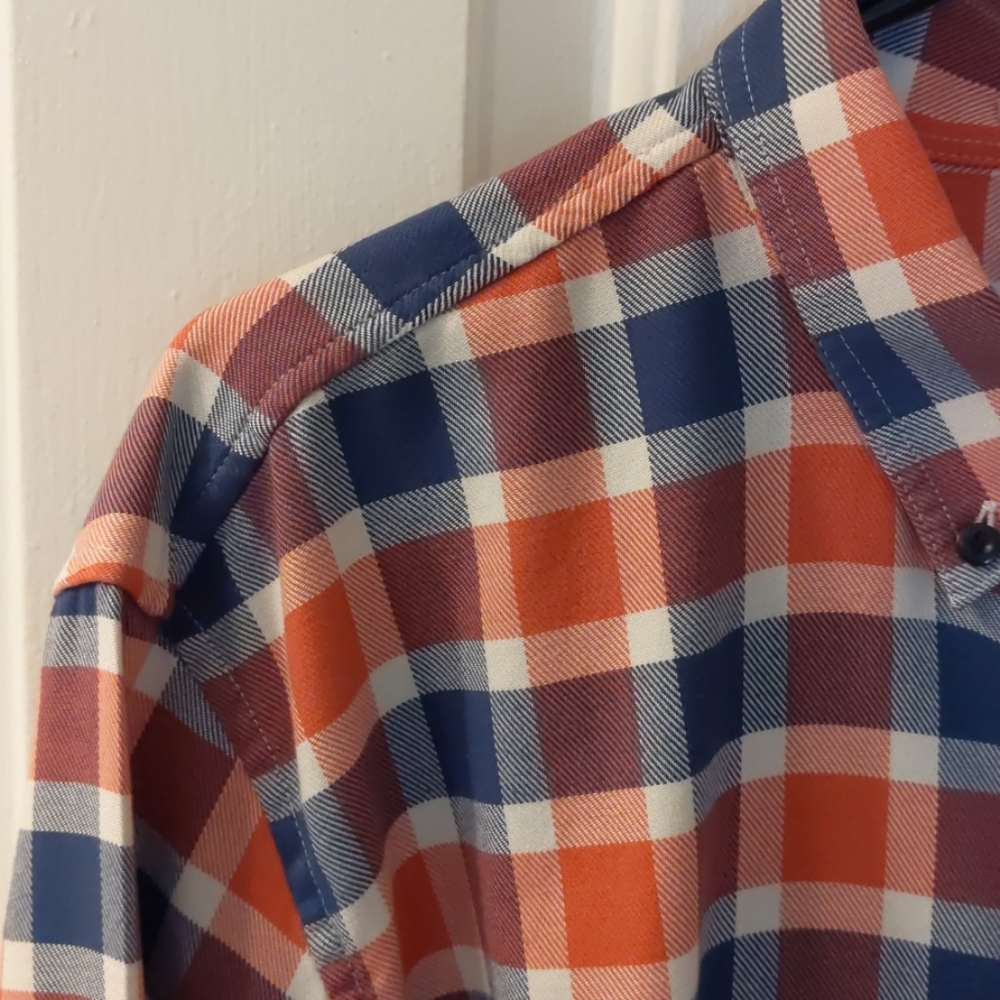 LL Bean Red White Blue Plaid Shirt L/S . Size L - Picture 9 of 11